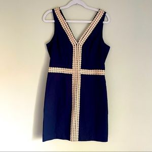 Lilly Pulitzer Blue + Gold Bentley Dress Size 10